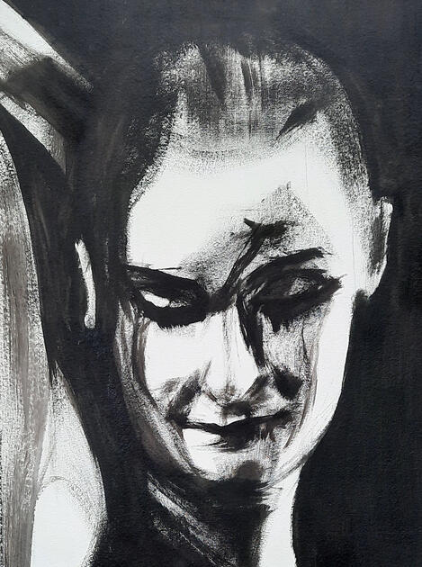 Sinéad, acrylverf op vezelplaat gevernist, 73x103cm